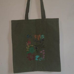Handmade non-washable 3D painting cotton tote bag